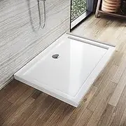 ELEGANT Rectangular Shower Base Solid Stone Resin Shower Tray with Silver Shower Drain for Bathroom Shower Enclosure 1000x800mm Shower Cubicle Base