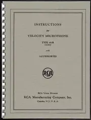 RCA 44-B Ribbon Microphone Mike Manual