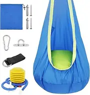 DJAPWPX-Kids Pod Swing Seat, Portable Hammock Chair Swing with Inflatable Pillow, Hanging Hammock Chair, Sensory Swing Chair with Pocket Max 200kg for Indoor Outdoor Use Kids