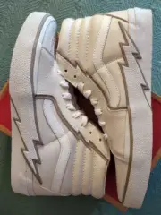 Vans Sk8-Hi BOLT Leather White/Drizzle Skate Gym Retro Shoe, VN0A5JIVXP3, 721454