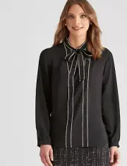 LIZ JORDAN CONTRAST STITCH TOP- NEW WITH TAGS (12,14) RRP $99