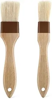 2 Pcs BBQ Brushes for Sauce Basting Brush Pastry Brush for Baking Boar Bristles and Lacquered Wooden Handle for Basting Cooking Brush Food Brush Oil Brush Baking Tool Kitchen Brushes for Cooking