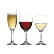 LAV 18 Piece Empire Stemware Set - Classic Goblets for White, Red, Champagne