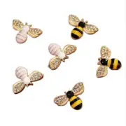 Small Bee Rhinestone Buttons Pink Yellow Button Craft Garment Decoration 10Pcs
