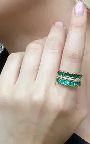 [Nak Armstrong] Double Ruched Ribbon 20K Rose Gold Emerald and Diamond Ring