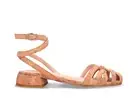 Women sandals flats shoes with ankle strap buckle on natural sustainable cork