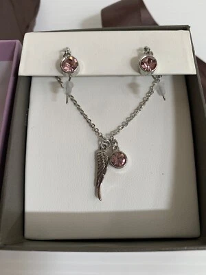 Michael Hill pink/silver necklace & earing set NEW