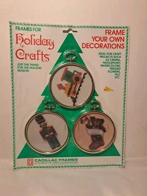 Kmart Needlepoint Embroidery Vintage Cadillac Mini Frames For Holiday Crafts