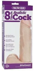 NEW Doc Johnson Vac-U-Lock Attachment 8-Inch Realistic Cock, Vanilla
