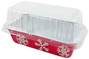 PACTOGO RED 2 lb. Holiday Snowflake Aluminum Loaf/Bread Pan w/Hi Dome Lid 100/CS