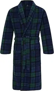 [John Christian] Men's Fleece Robe, Scottish Black Watch Tartan