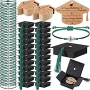 Cunno 50 Sets 2025 Graduation Gifts Bulk Include 50 Compass Bracelet 50 Graduation Cap Box with Tassel 50 Congratulations Cards, Graduation Party Favors Party Supplies for Him Her(Black Green)