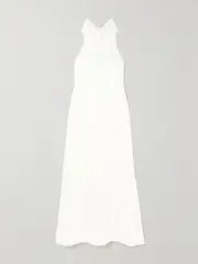 [Galvan] Galvan - Sienna Halterneck Satin Midi Dress - White - FR 42 FR 42 White