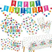 Happy Birthday Decorations: Happy Birthday Party Supplies Set with Birthday D...