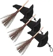 COMPUKAS 3set Witch Hat and Mini Broom for Halloween Decor Unique Craft Accessories for Party Decorations and Wizard-themed Events