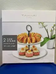 Tahari Two Tiered Porcelain Stand 10"x10"x9.84" Perfect for Serving!