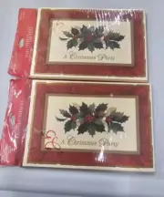Vintage Hallmark Christmas Invitation Card 16 Holiday Party Mistletoe New