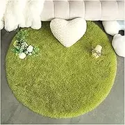 Round Rug Fluffy Soft Area Rugs for Kids Girls Room Princess Castle Plush Shag Carpet Cute Circle Bedroom Decor(Diameter 160CM)