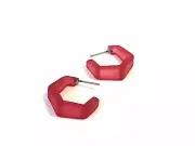 Cranberry Frosted Tapered Hex Hoops Earrings