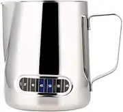 Baxnore 600ml Stainless Steel Milk Frothing Pitcher, Rustproof Coffee Pitcher, Embedded Frothing Pitcher, Frothing Pitcher with Thermometer for Kitchen Home