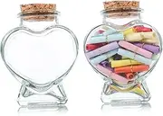 Cabilock 2Pcs Corked Glass Wishing Bottles Transparent DIY Jars with Heart Design for Crafts Decoration and present Giving