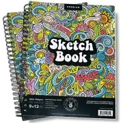 2Pk Sketch Book and Drawing Pad Paper Books 2 Spiral Notebooks for Art