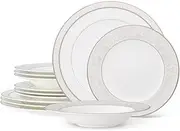 [Noritake] Montvale Platinum 12-Piece Set, Service for 4 in White/Yellow
