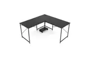 Costway Reversible L-Shaped Gaming Desk Corner Computer Desk w/Power Strip/Removable Monitor Stand