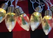 Christmas Snow Globe String Lights Bottle Brush Trees 2.5 Ft Battery LED Festive