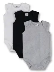 Baby 3 Pack Sleeveless Bodysuit Newborn B WHITE/SNOW MARLE/BLACK