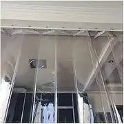 Magnetic Door Curtain PVC Strip Curtain, Plastic Sliding Door Curtain, Clear Flexible PVC Door Strip/Curtain, Outdoor Curtain for Freezer, Warehouse, Workspace(2x2.2m)