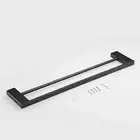 Matt Black Double Towel Rail 60cm Storage Bathroom Washroom Kitchen Household