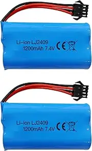 Fytoo 2pcs 7.4V 1200mAh SM-4P Plug Battery high-Rate Lipo Batteries for EC08 RC Boat/Ship Model/car Model