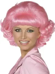 Pink Lady Frenchy Curly Pink Womens Costume Wig