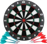 Safety Dart Board Set for Kids and Adults - 16 Inch Soft Rubber Board Game with