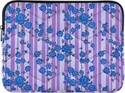 Striped Purple Floral Laptop Cases 15 Inch Laptop Sleeve Thin Computer Carrying Bag
