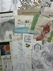 BIOLOGY CLASS vintage themed book pages & cut-outs Lot Junk journal collage