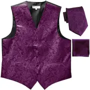 New Men's Formal Vest Tuxedo Waistcoat_necktie set paisley wedding prom purple