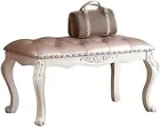Bed End Bench Vintage European Bedroom Bedside Bench Leather Light Luxury Bedside Footstool Sofa Stool Household Shoe Bench Bedroom Bench