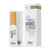 D'Addario Organic Select Jazz Filed Baritone Sax Reeds, Strength 2 Soft, 5-pack