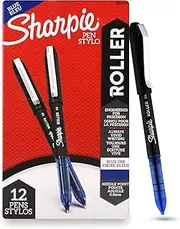 SHARPIE Blue Roller Ball Pen |Smudge Proof Ideal for Regular Office Usage |Stationery Items | Needle Point (0.5mm) |Pack of 12