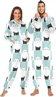 [Joisal] Truck Pattern Doodle One Piece Pajamas for Men with Pocket One Piece Costume Homewear Small