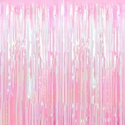 Backdrop Curtain,3FT x 8FT Metallic Tinsel Foil Fringe Curtains Photo Booth Background for Party Birthday Wedding Engagement Bridal Decorations (Multicolor,2 Pack)