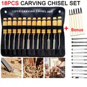 OZNALA 18 PCS Wood Carving Knife Carbon Steel WoodCarving Kit Woodcut Craft Hand Tools