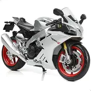 1:12 Motorcycle Model Toy for Aprilia RSVA RR1000 Metal Diecast with Plastic Motorcycle Model No Assembly Required Mini Finished Moto for Adults(Silver)