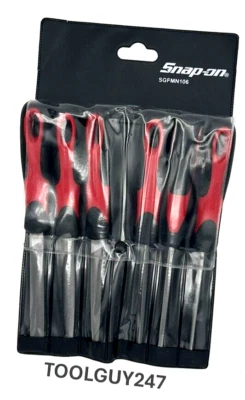 SNAP ON TOOLS NEW RED 6pc Soft Grip Handle Miniature File Set SGFMN106