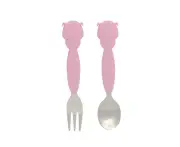 2pc Marcus & Marcus Silicone Children's Cutlery Dinner/Eating Set Pokey Pink 3y+