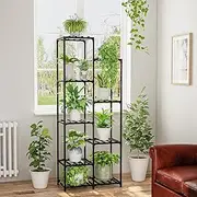 Bamworld Black Plant Stand Outdoor Tall Plant Shelf Indoor Corner Plant Shelf Flower Stands for Living Room Balcony and Garden (9 pots Rectangle )