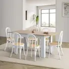 Oikiture 160cm Extendable Dining Table with 6PCS Crossback Dining Chairs White
