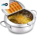 Kimilx Deep Fryer Pot, 9.5Inch/3.4L Janpanese Style Tempura Frying Pot with Lid,